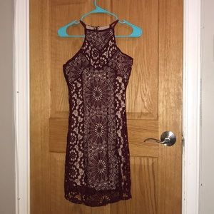 maroon crochet dress